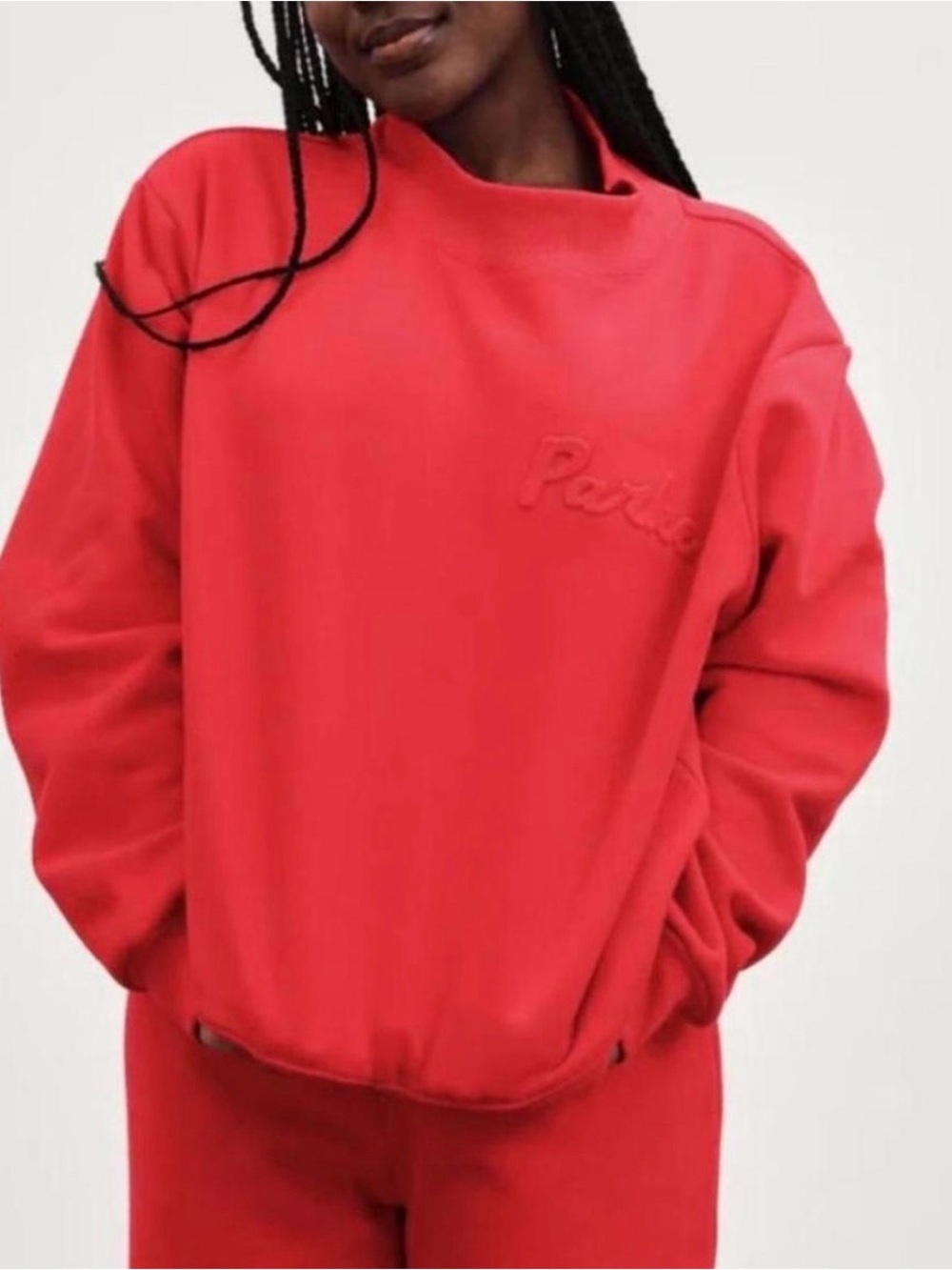 Women’s Red Embroidered 'Paris' Crewneck Sweater